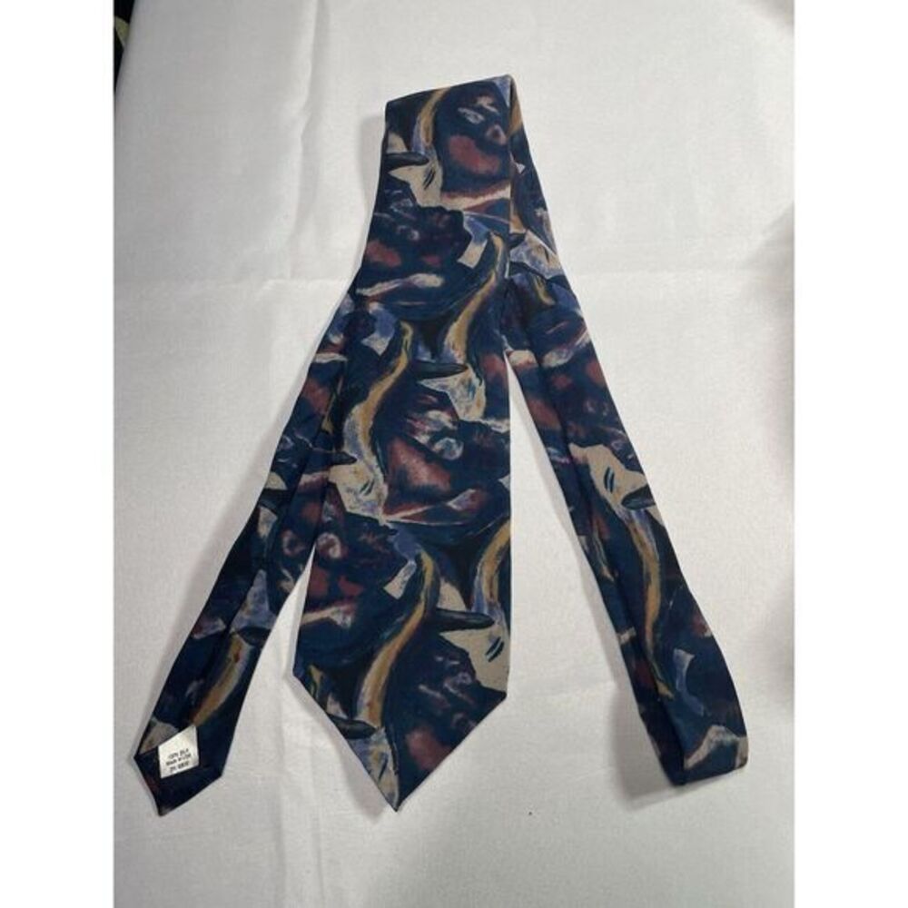 Vintage J Garcia Jerry Garcia of Grateful Dead Silk Abstract Print Tie Geometric